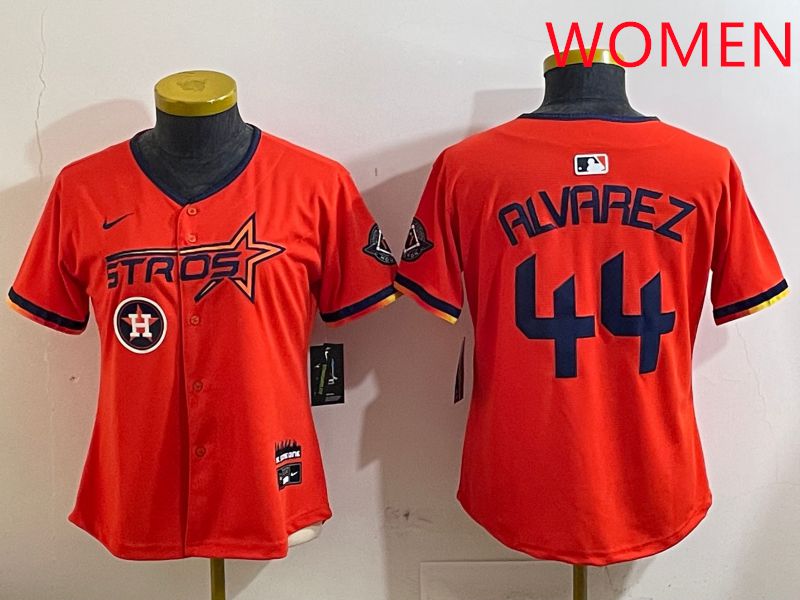 Women Houston Astros #44 Alvarez Orange Three generations Joint Name 2025 Nike MLB Jersey style 4127->women mlb jersey->Women Jersey